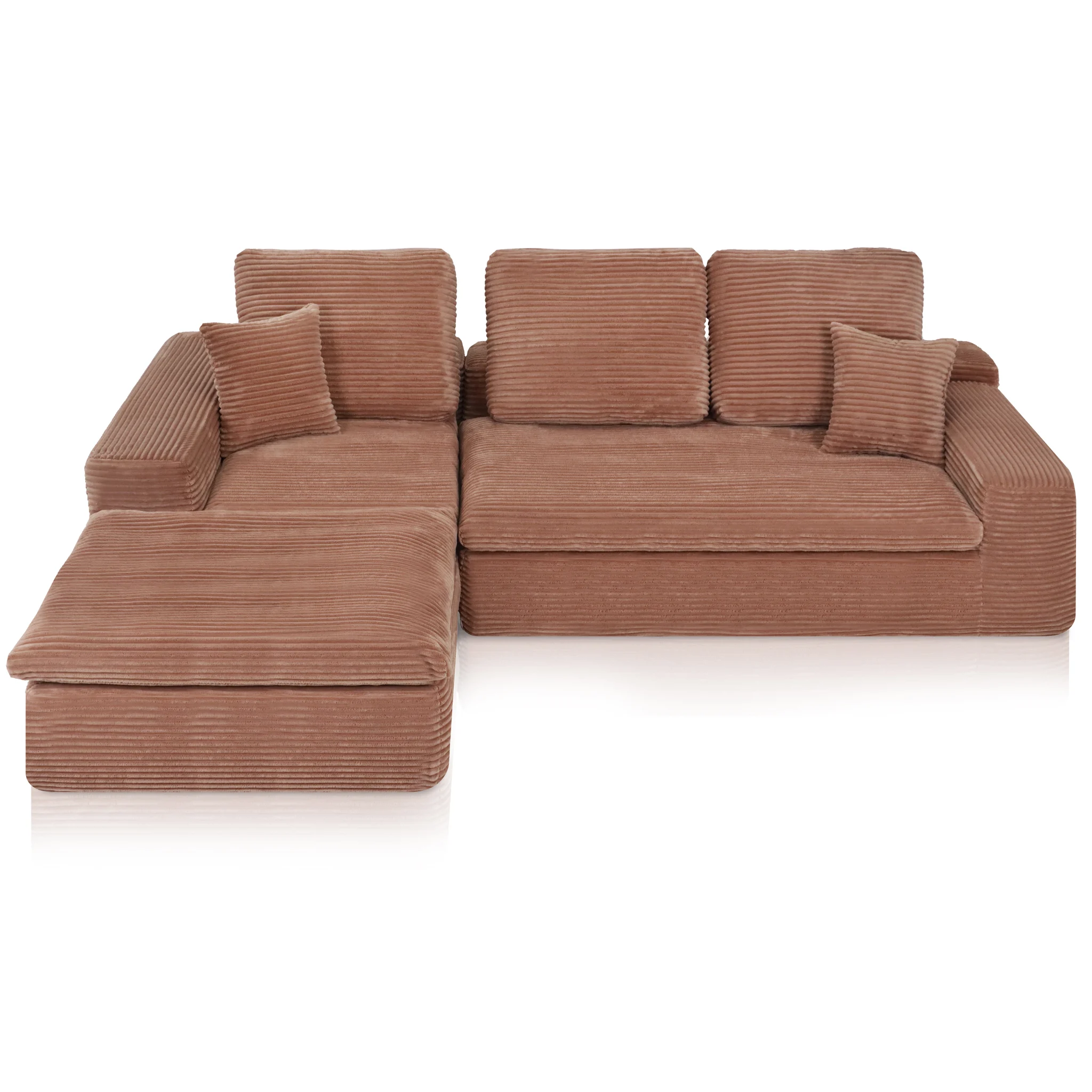 Ecksofa Lazy Samt Cordstoff Rosa Links - Popsofa