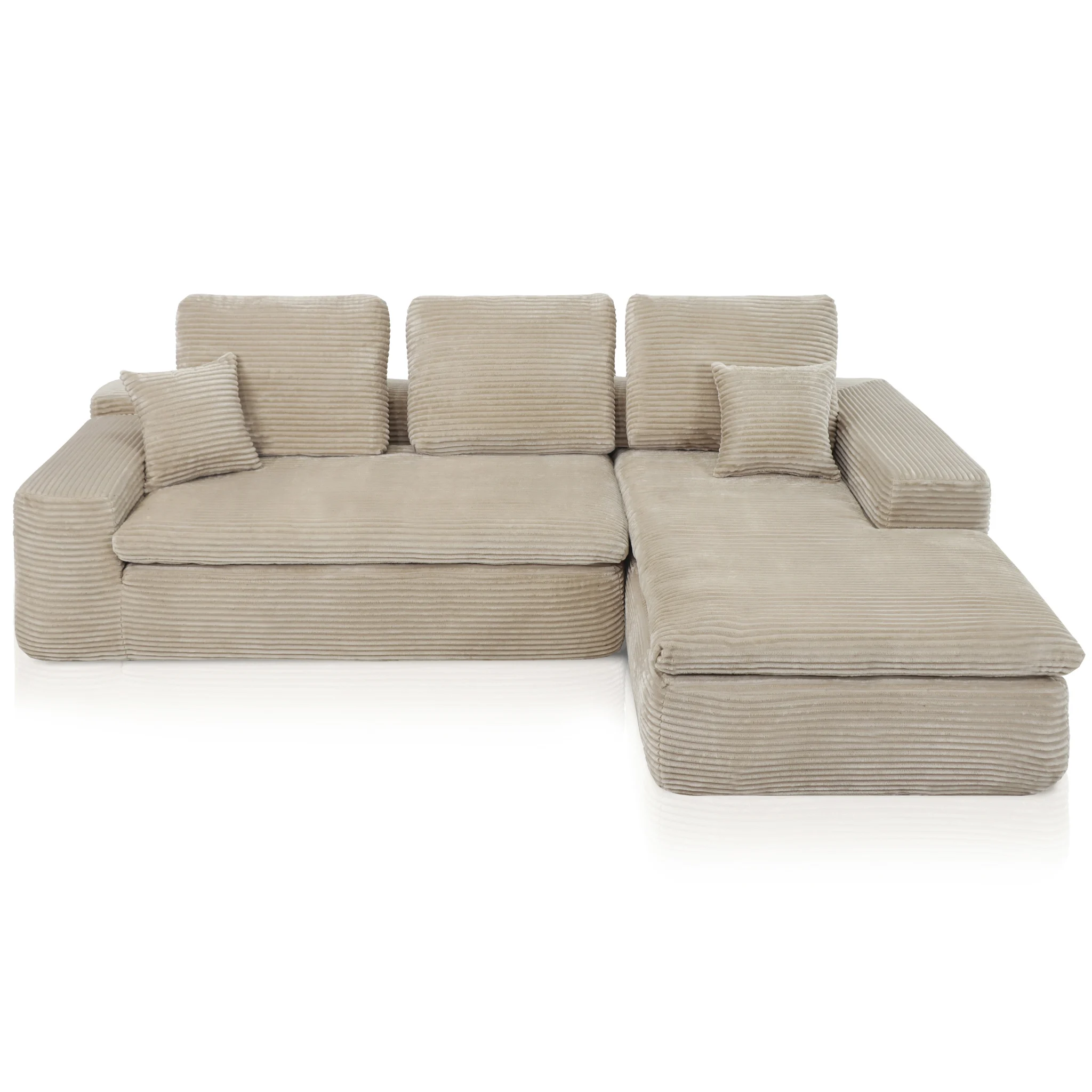 Ecksofa Lazy Samt Cordstoff Beige Right - Popsofa