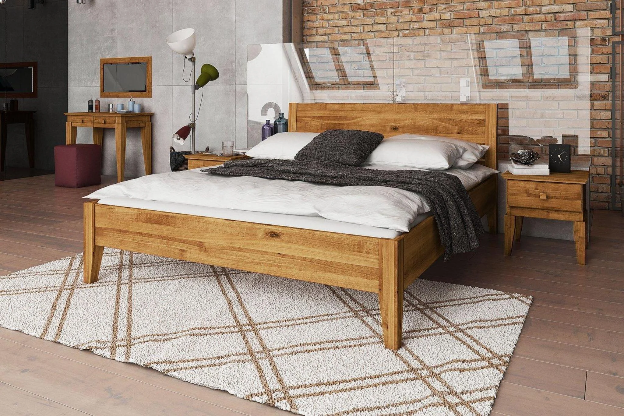 Schlafzimmerbett Bett Massivholzbett LENNES Nr.7 Buche 80x200 cm - Fun Möbel
