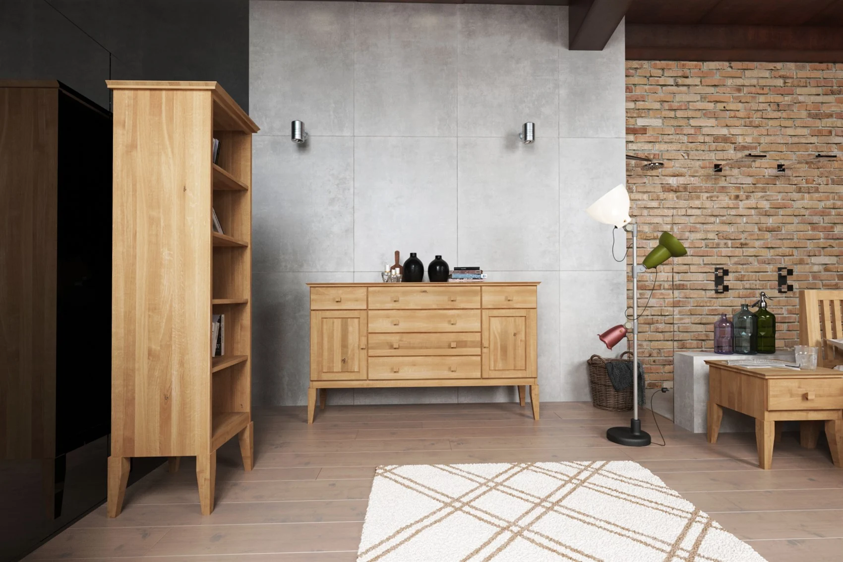 Sideboard Kommode LENNES Eiche massiv 168x100x45 cm - Fun Möbel