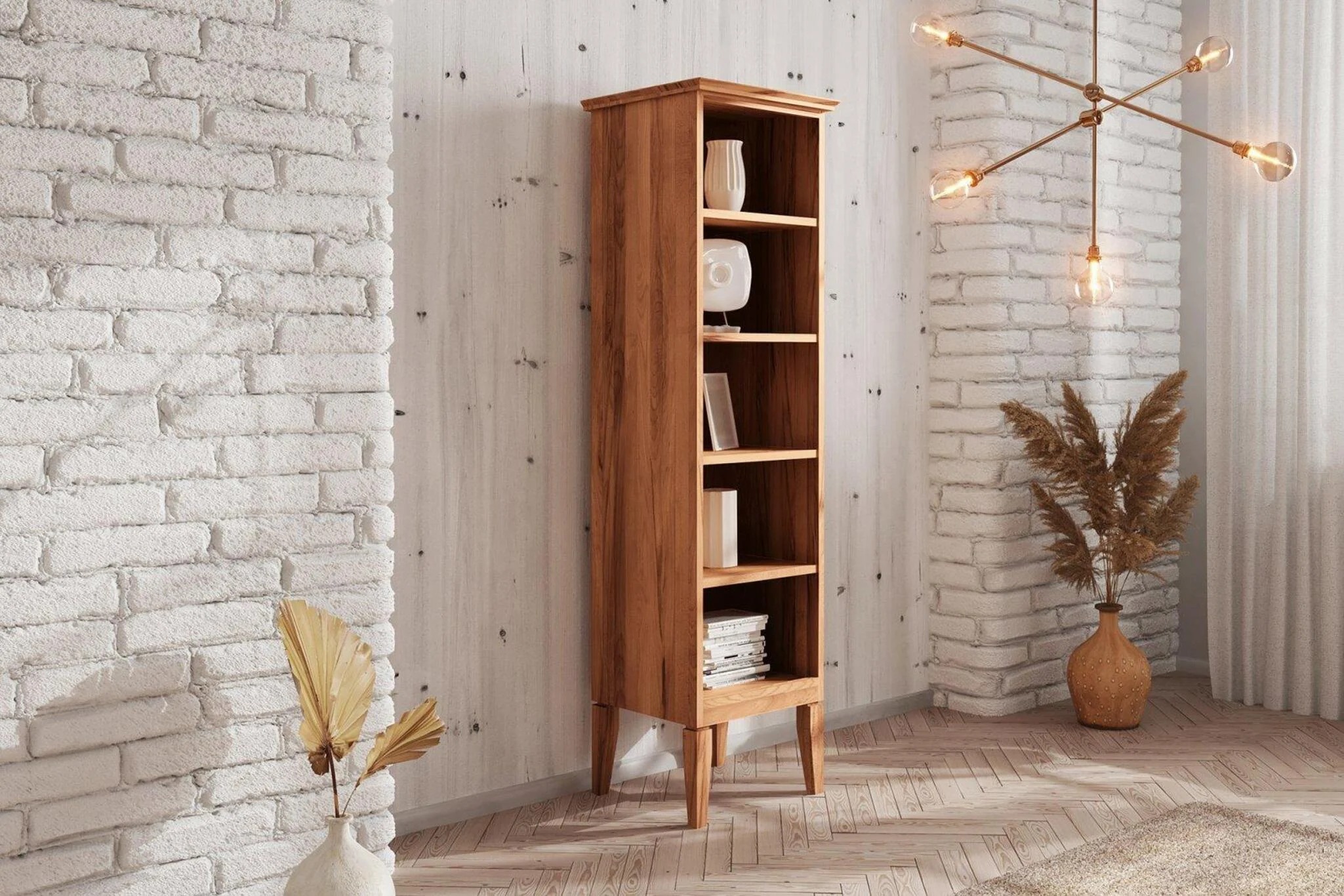Bücherregal LENNES Buche massiv 50x180x45 cm - Fun Möbel