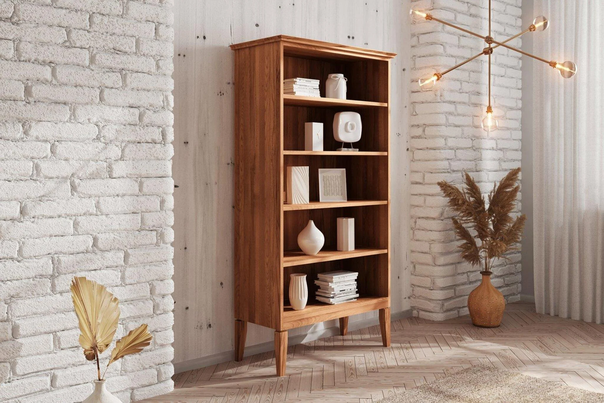 Bücherregal LENNES Eiche massiv 94x180x45 cm - Fun Möbel