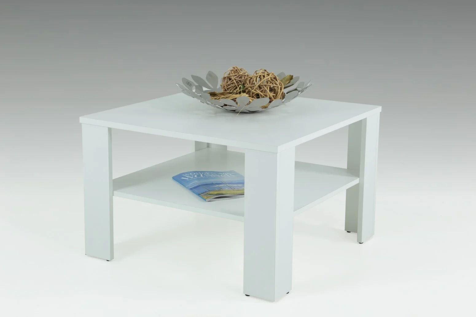 Couchtisch Tisch "Loco 2" 68x68 cm mit Ablageboden Weiss - Fun Moebel