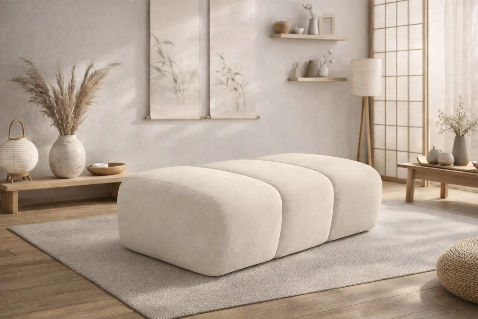 Pouf modular für Wohnzimmer, Samtstoff Bluvel, CROISSANT - Modulare Sofas