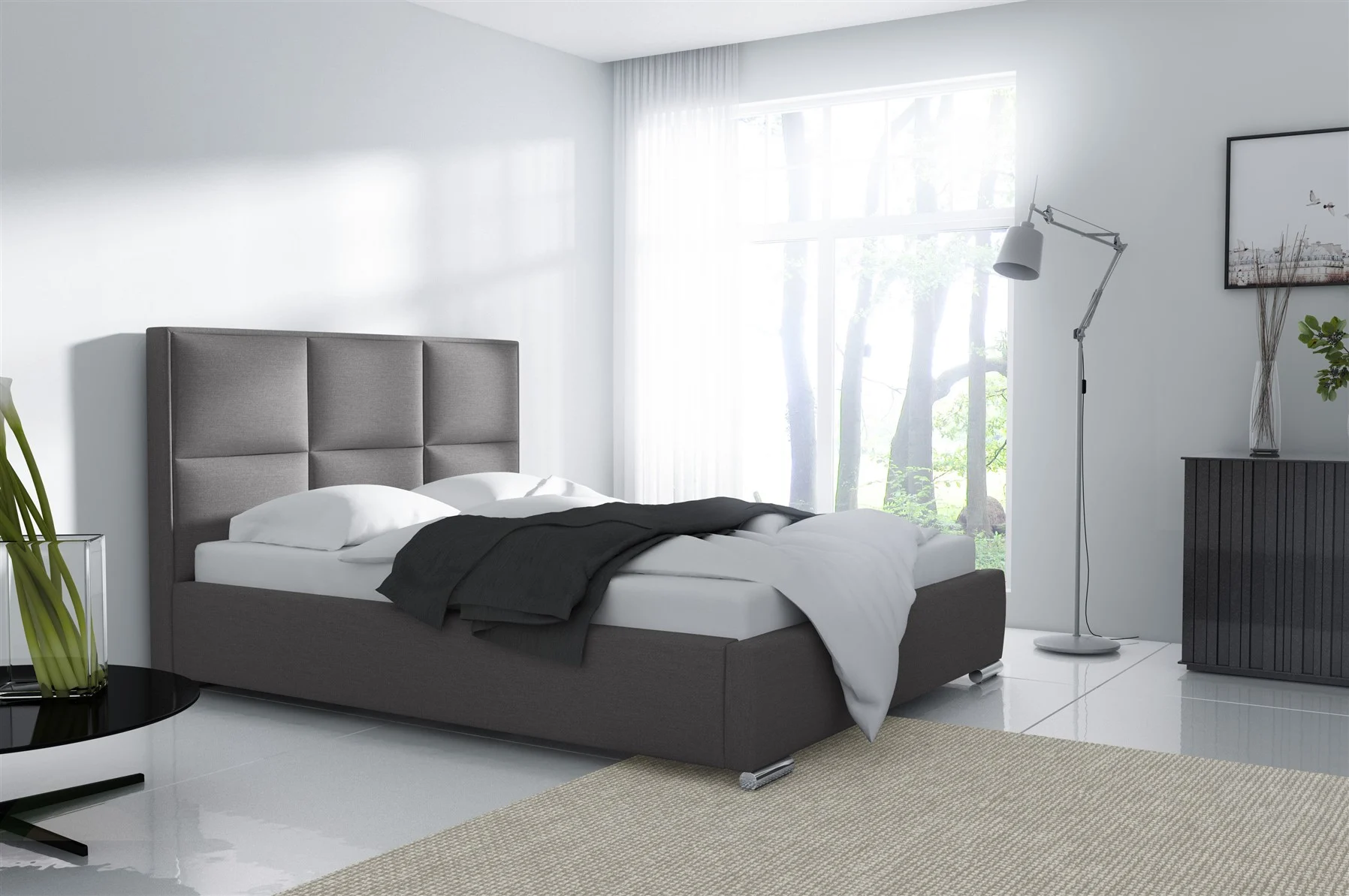 Polsterbett Doppelbett VITUS Komplettset Polyester.. Grau 180x200cm - Fun Möbel