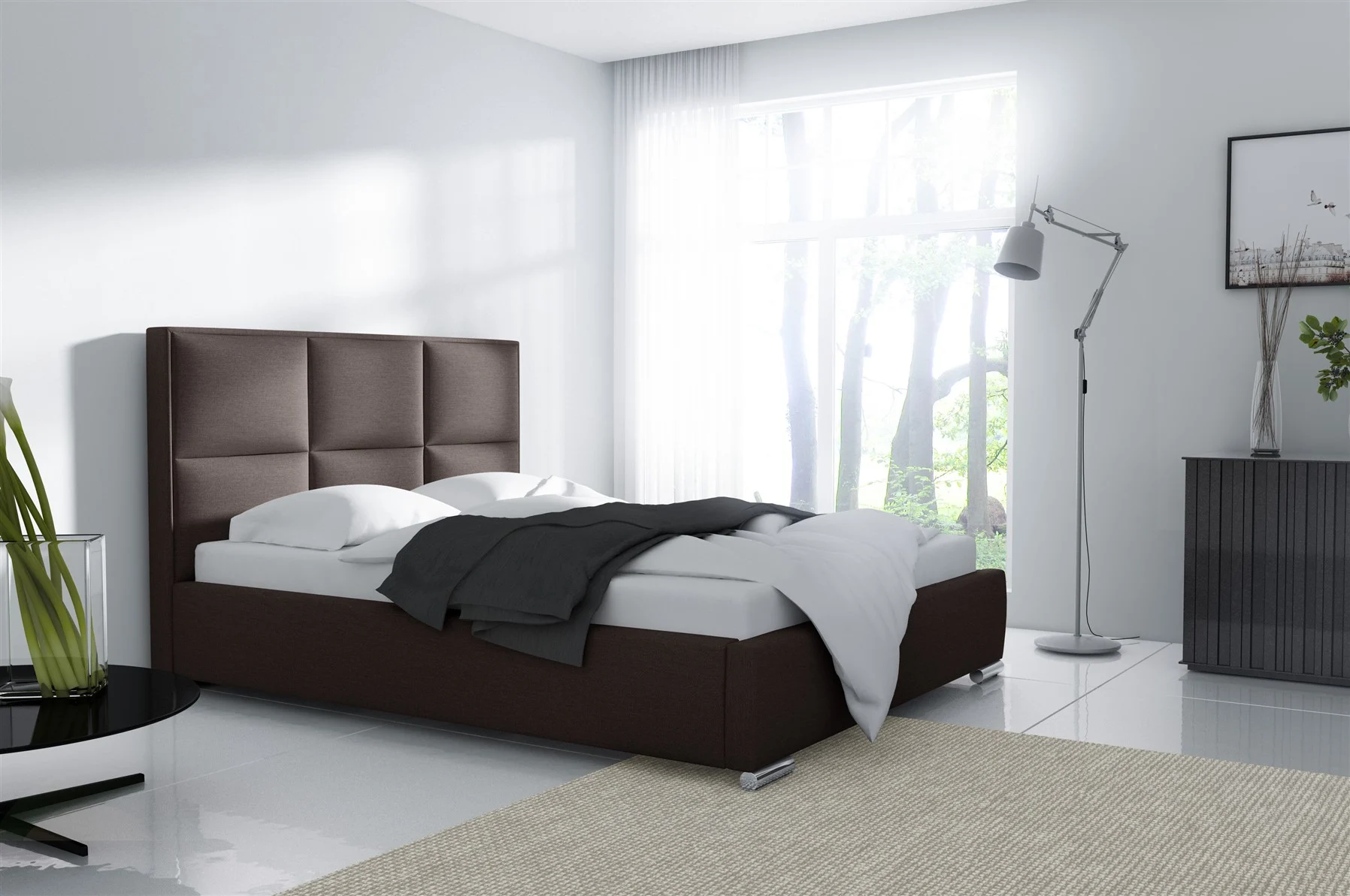 Polsterbett Doppelbett VITUS Komplettset Polyester.. Braun 140x200cm - Fun Möbel