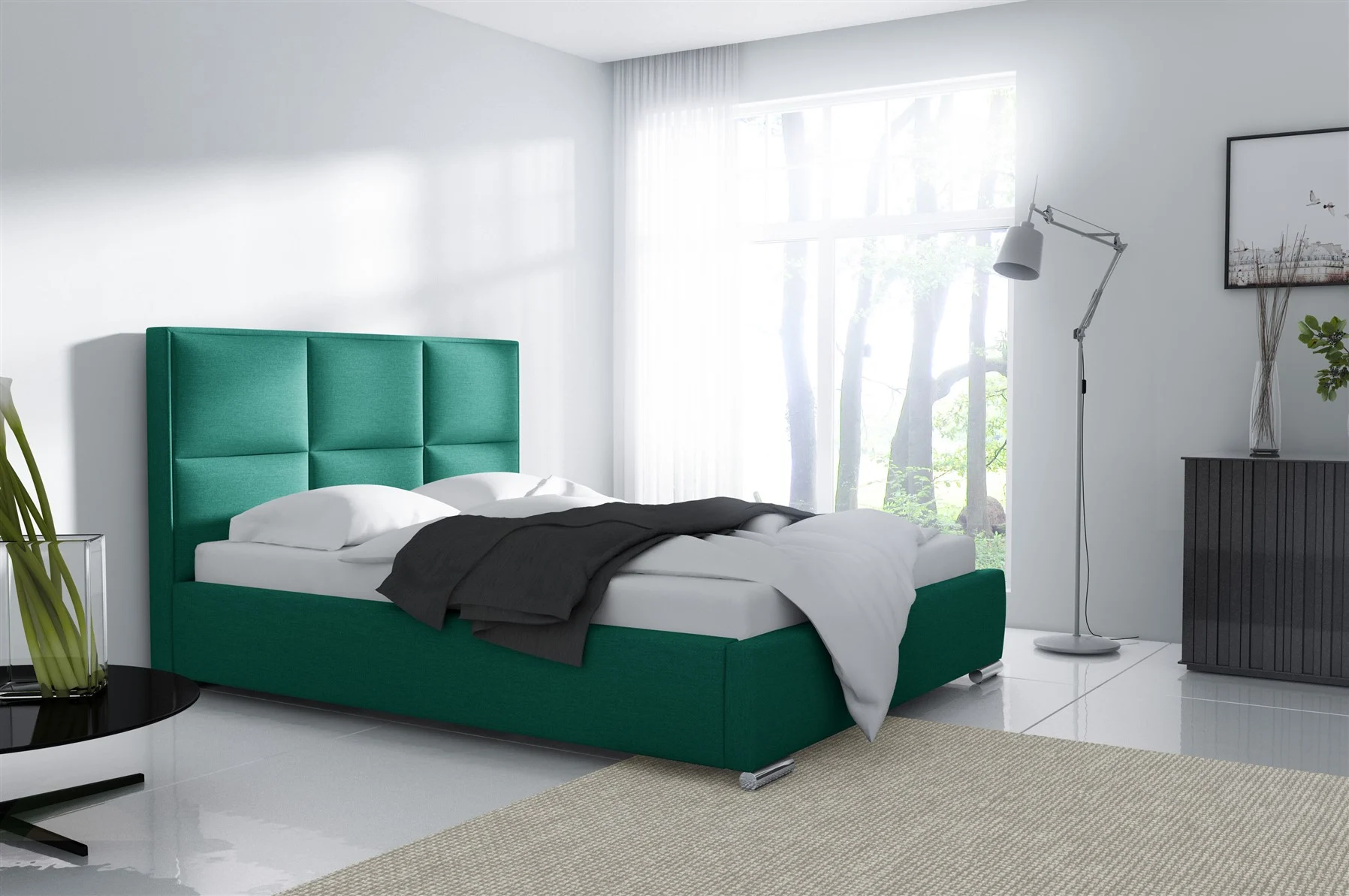 Polsterbett Doppelbett VITUS Komplettset Polyester.. Grün 140x200cm - Fun Möbel
