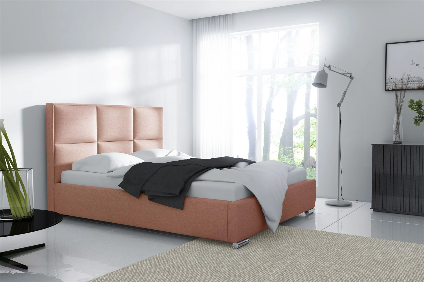 Polsterbett Doppelbett VITUS Komplettset Polyester.. Apricot 140x200cm - Fun Möbel