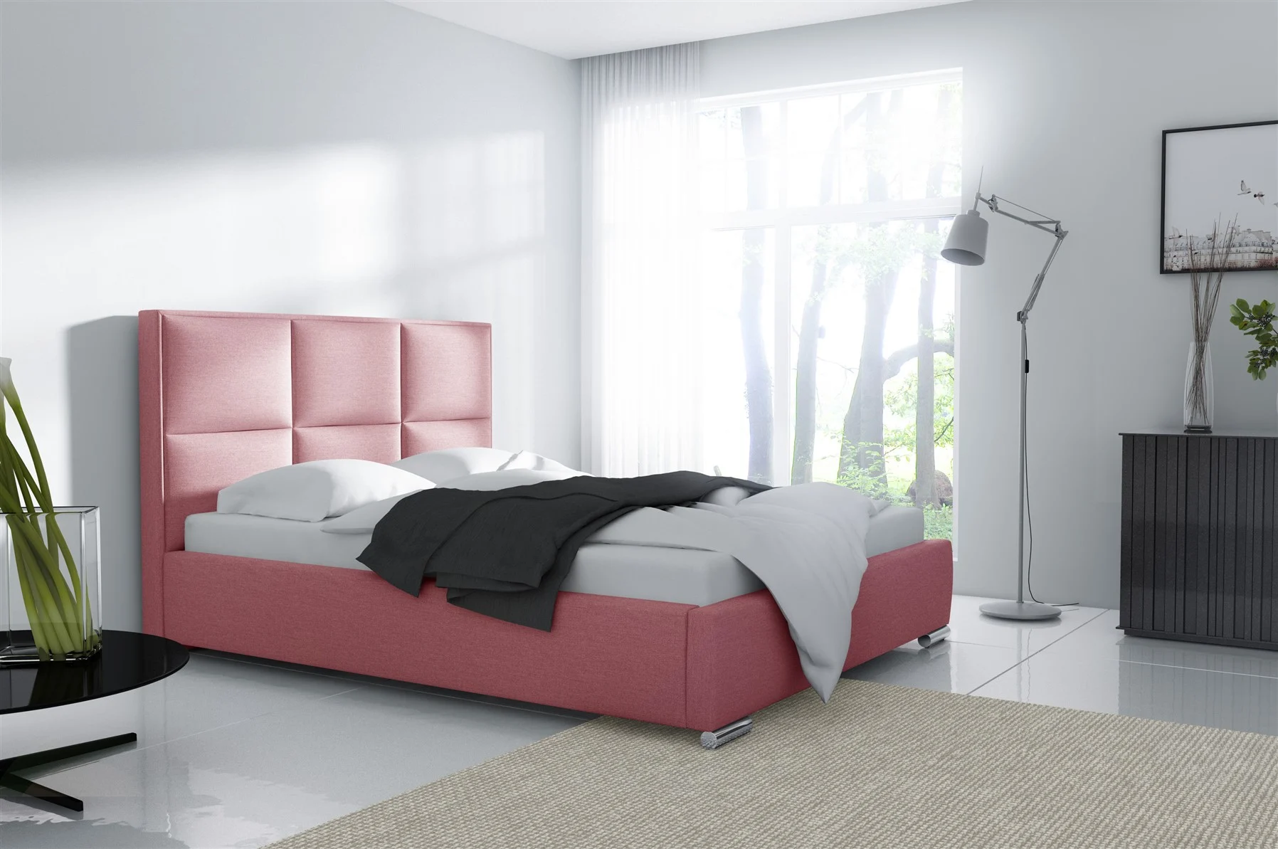 Polsterbett Doppelbett VITUS Komplettset Polyester.. Rosa 180x200cm - Fun Möbel