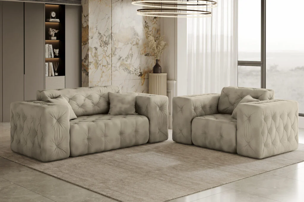Lux 2+1 Sofagarnitur, elegant, klassisch, schick in elegantem Whisper Stoff