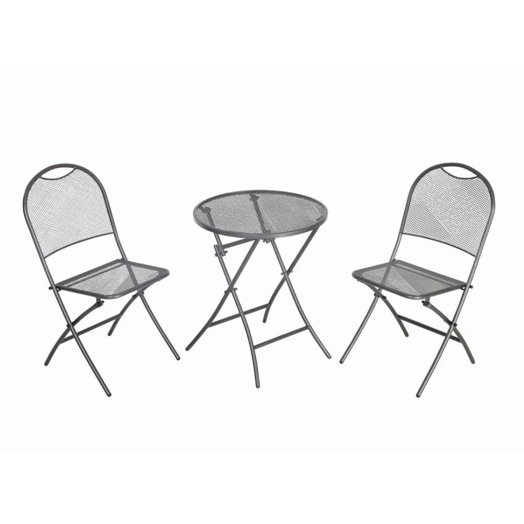 MWH Café Latte 3-tlg. Bistro-Set Stahl Iron Grey