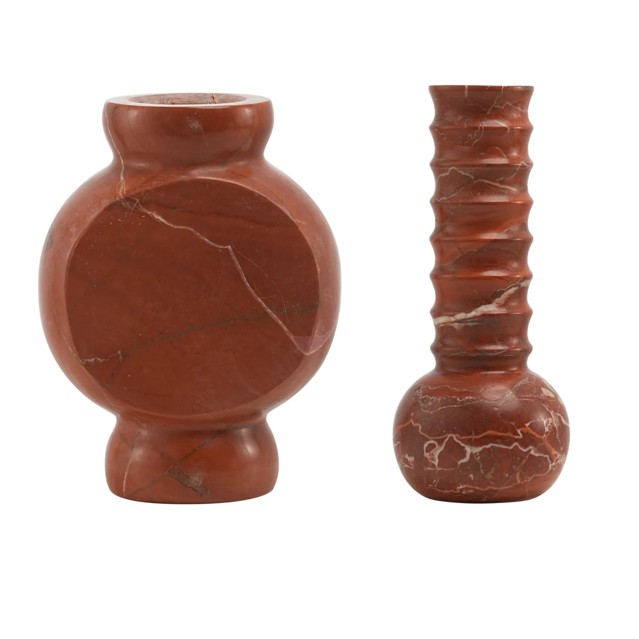 Marmor Geschenkset – Vasen Circle & Ribbed Rot - Mr. Stoned