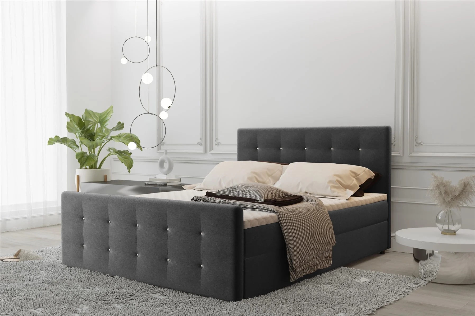 Boxspringbett Schlafzimmerbett MAURO 120x200cm Stoff Soro Dunkelbraun inkl.Bettkasten - Fun Moebel