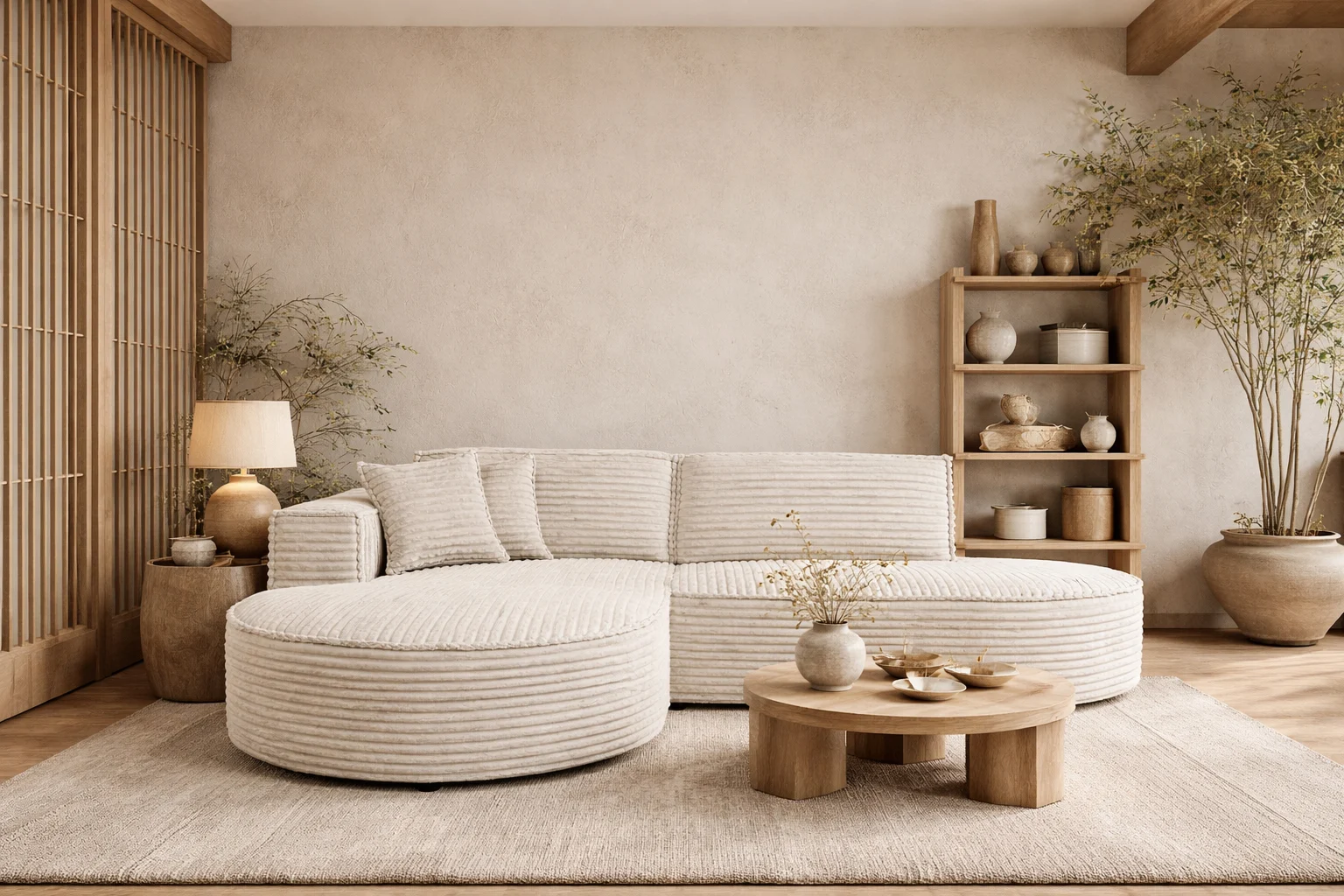 Ecksofa L-Form für Wohnzimmer, Cordstoff Velo, MODENA STUDIO