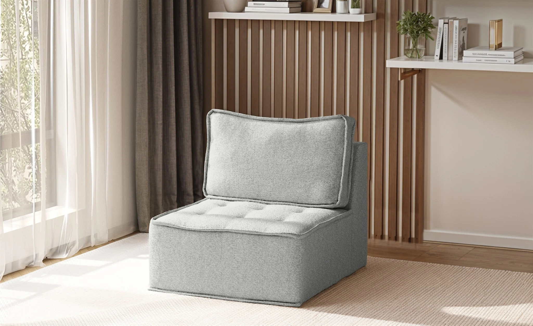 Sessel Designersessel SANDE XS Stoff Alpine Hellgrau - Fun Möbel