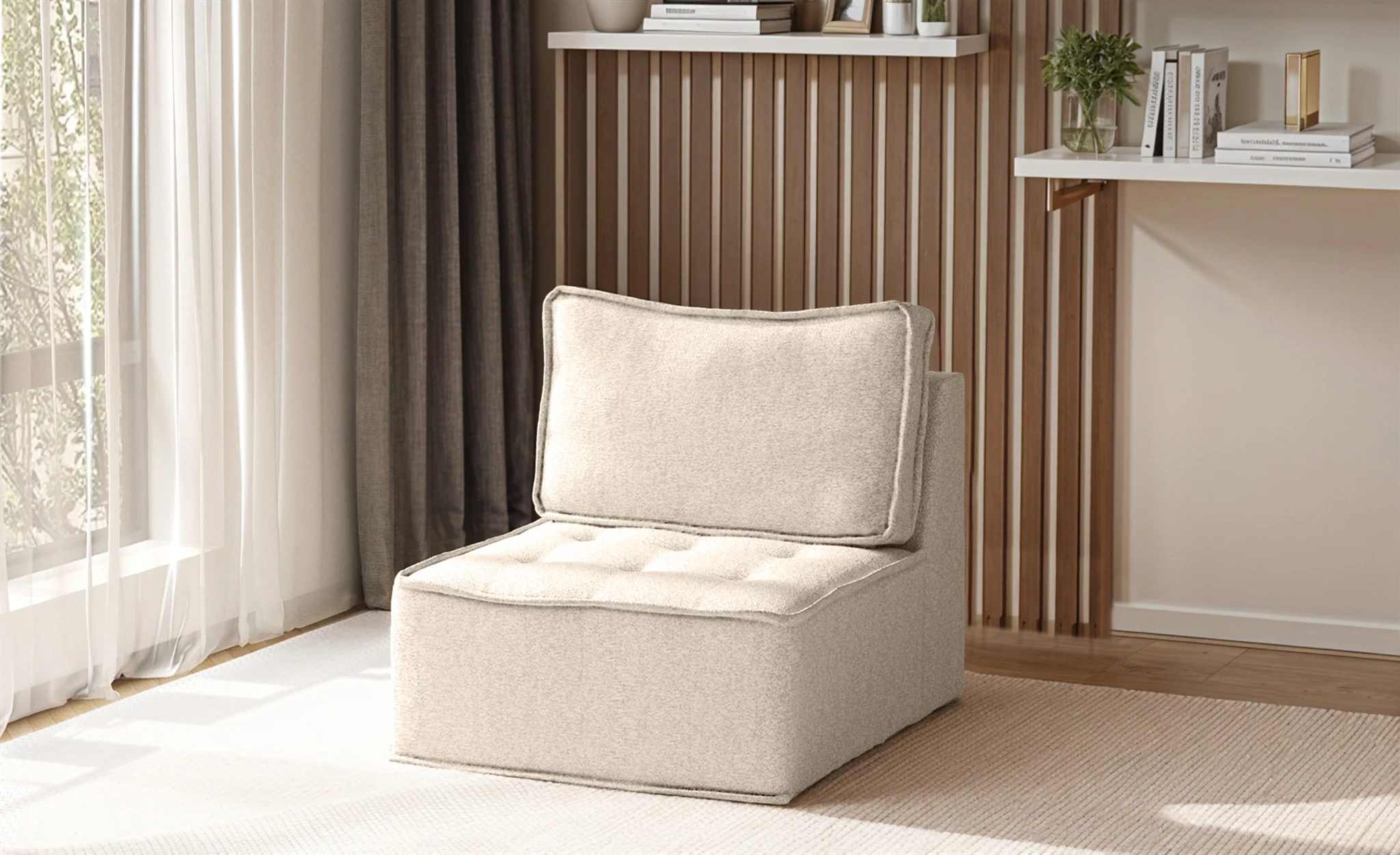 Sessel Designersessel SANDE XS Stoff Raven Creme - Fun Möbel