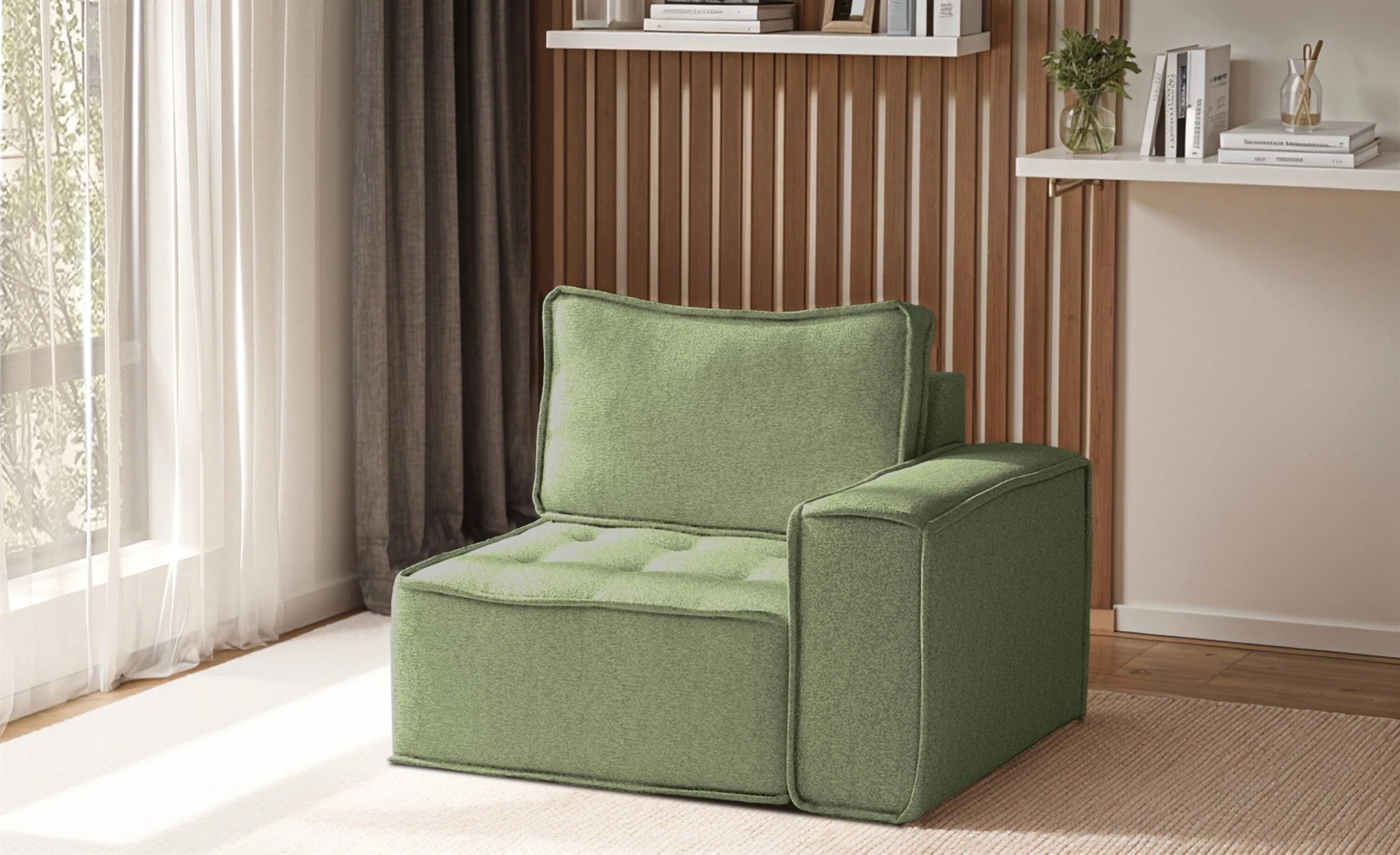 Sessel SANDE 1-Sitzer Modul Stoff Alpine Hellgrün Seite Rechts