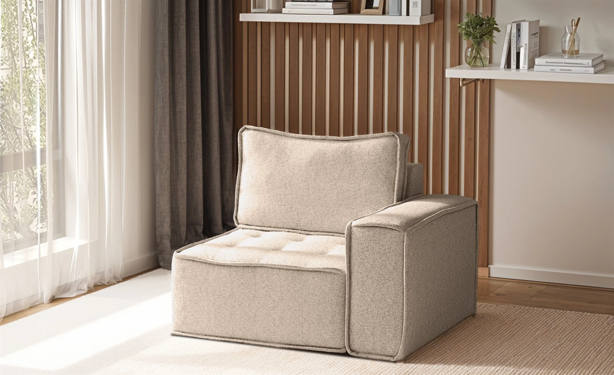 Sessel SANDE 1-Sitzer Modul Stoff Alpine Toffee Seite Rechts