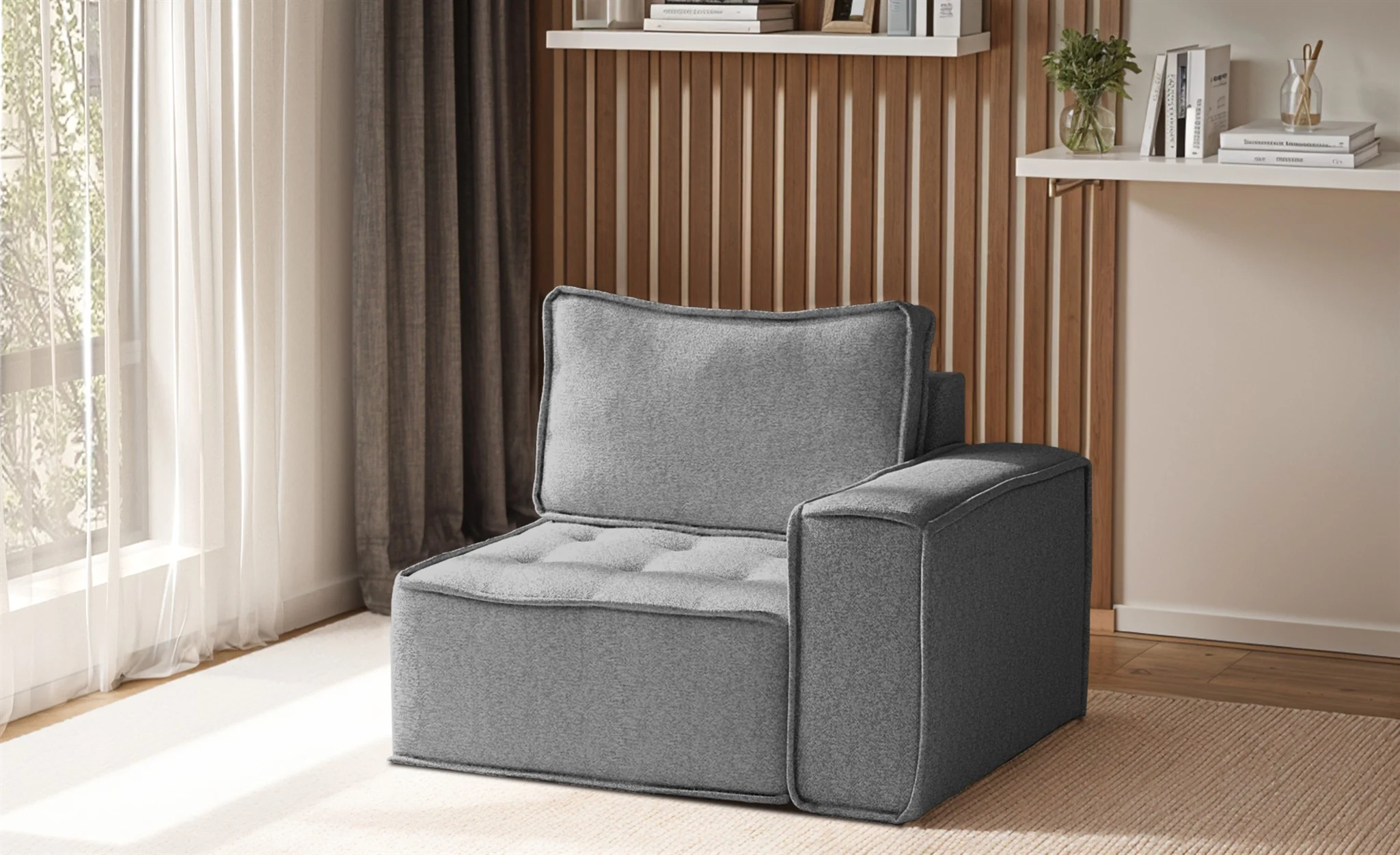 Sessel SANDE 1-Sitzer Modul Stoff Raven Grau Seite Rechts
