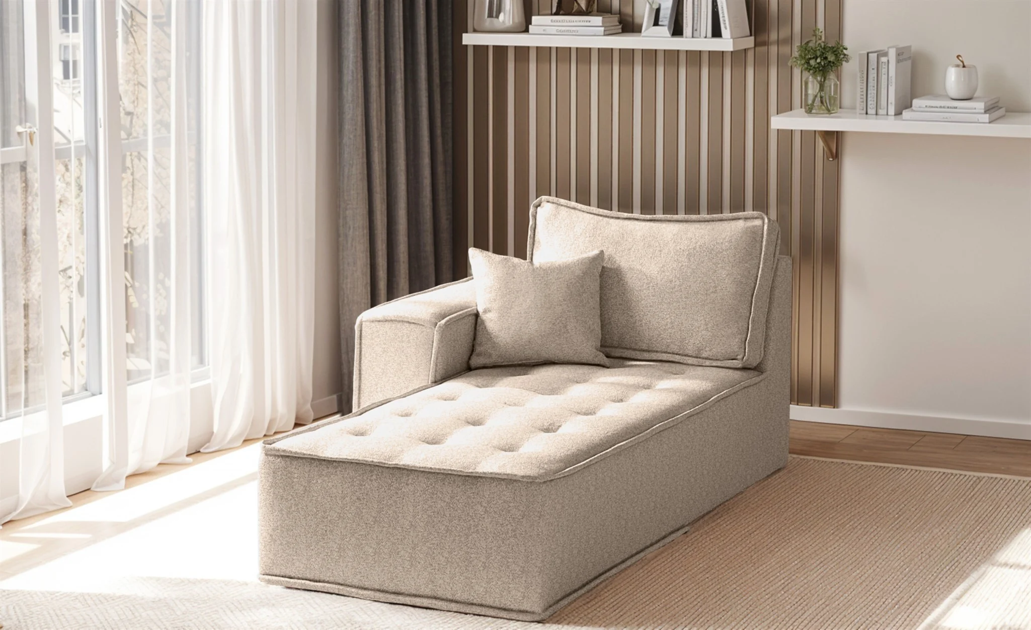 Ottomane Modul SANDE Stoff Alpine Toffee Seite Links - Fun Möbel