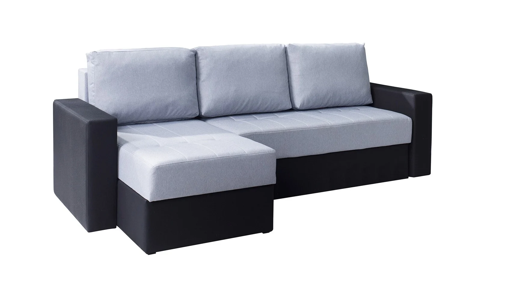 Ecksofa Schlafsofa LABRI Schwarz/ Hellgrau Ottomane Links - Fun Moebel