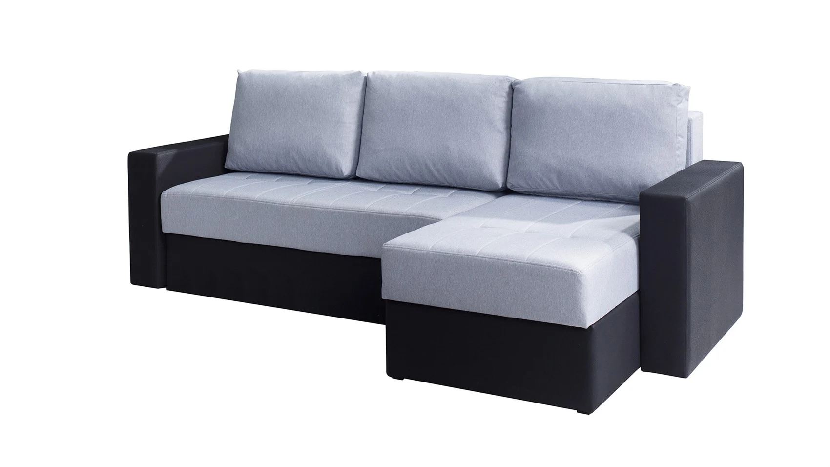 Ecksofa Schlafsofa LABRI Schwarz/ Hellgrau Ottomane Rechts - Fun Moebel