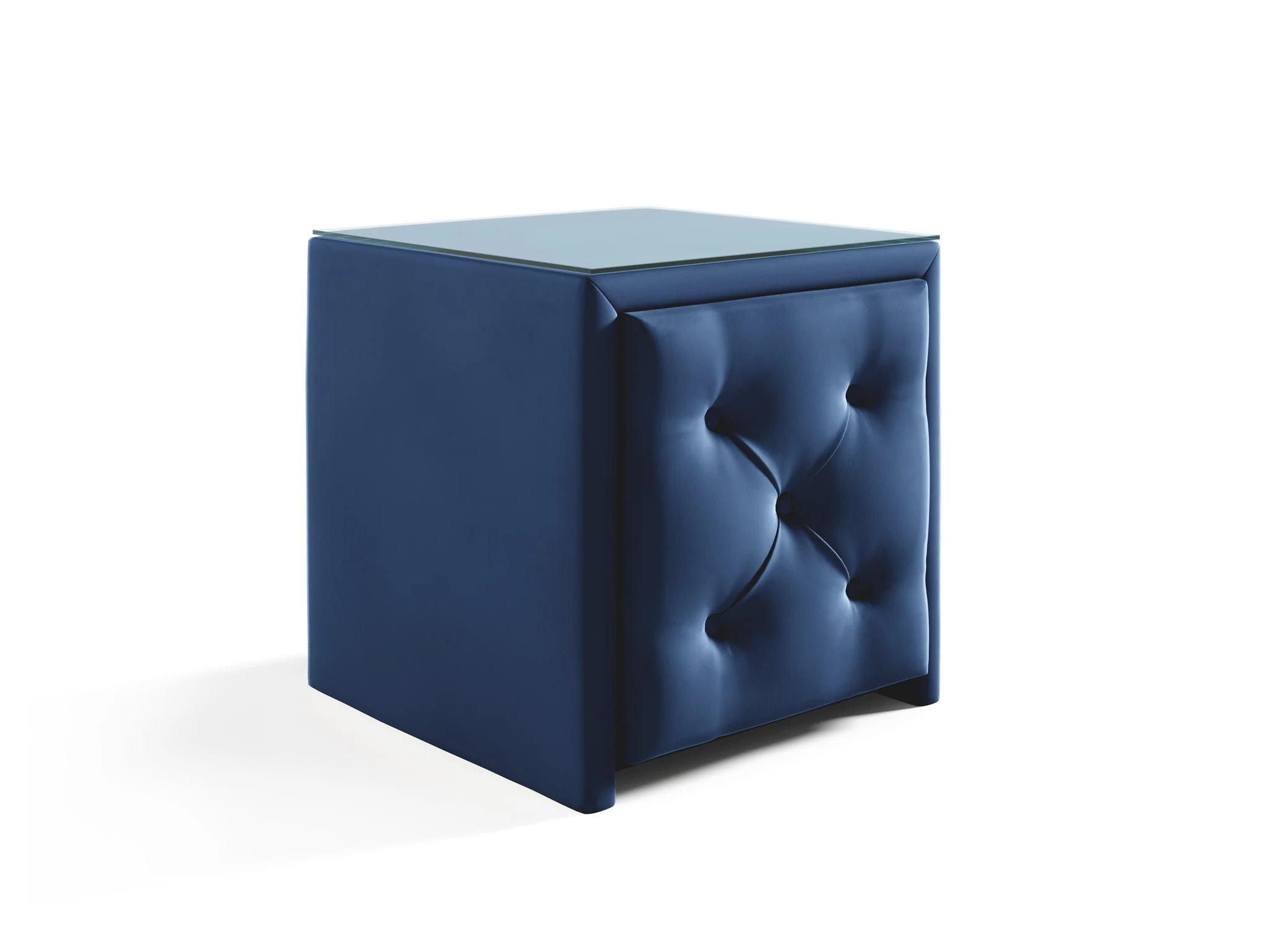Nachttisch Nachtkonsole ERNESTO 50x50cm in Stoff Elisa Velvet Blau - Fun Möbel