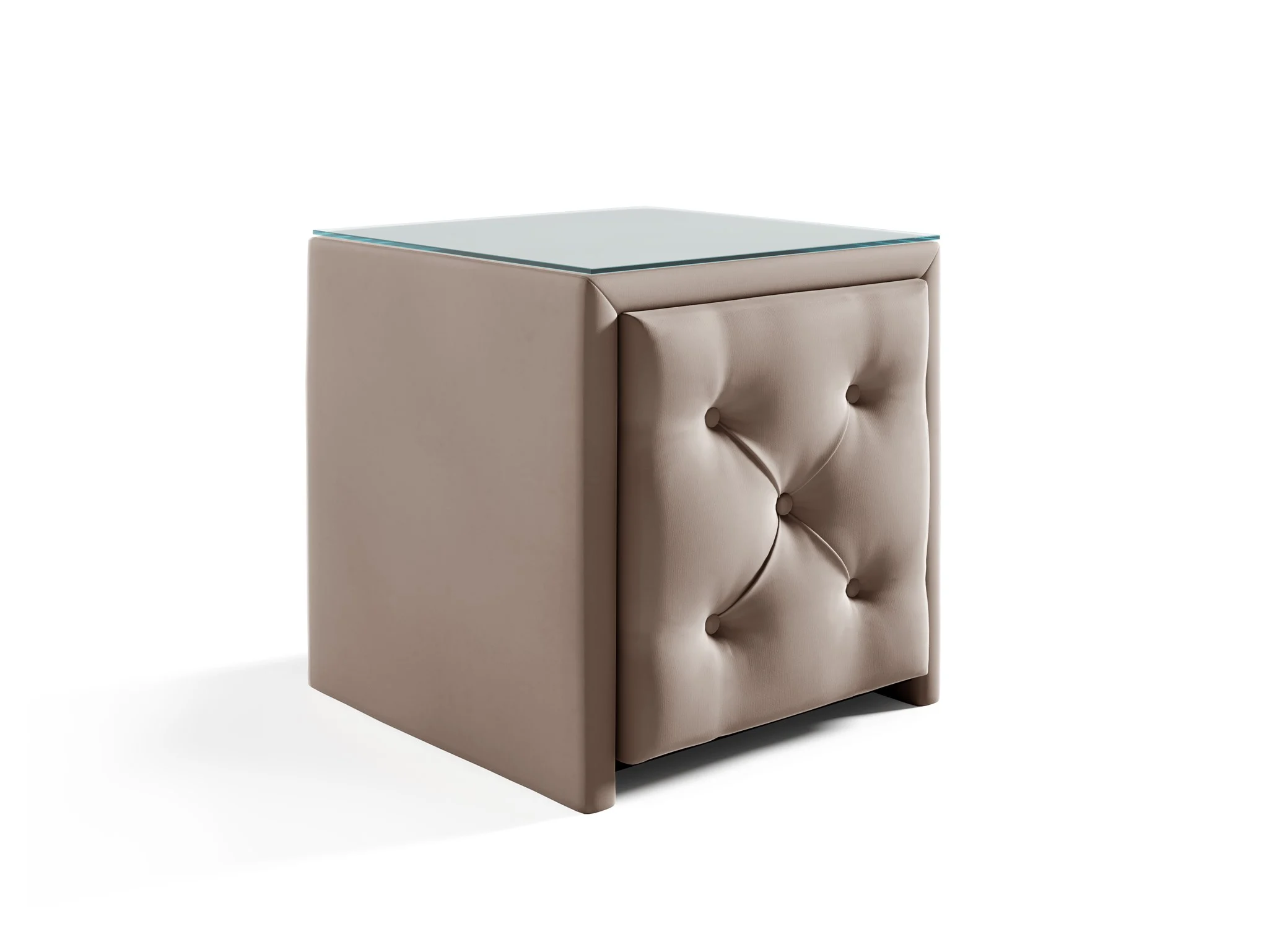Nachttisch Nachtkonsole ERNESTO 50x50cm in Stoff Elisa Velvet Beige - Fun Möbel