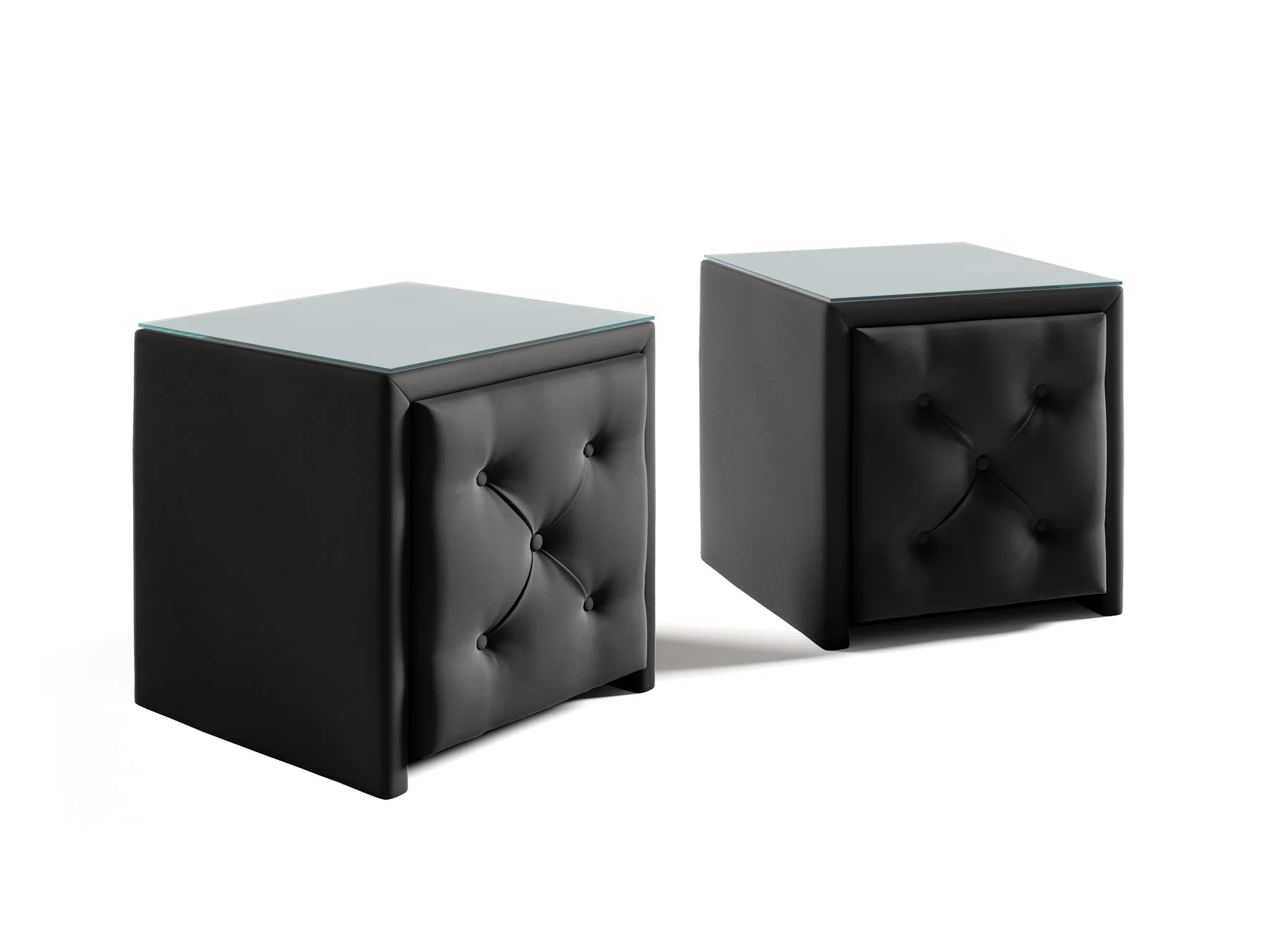 Nachttisch Nachtkonsole 2er Set ERNESTO 50x50cm in Stoff Elisa Velvet Schwarz - Fun Möbel