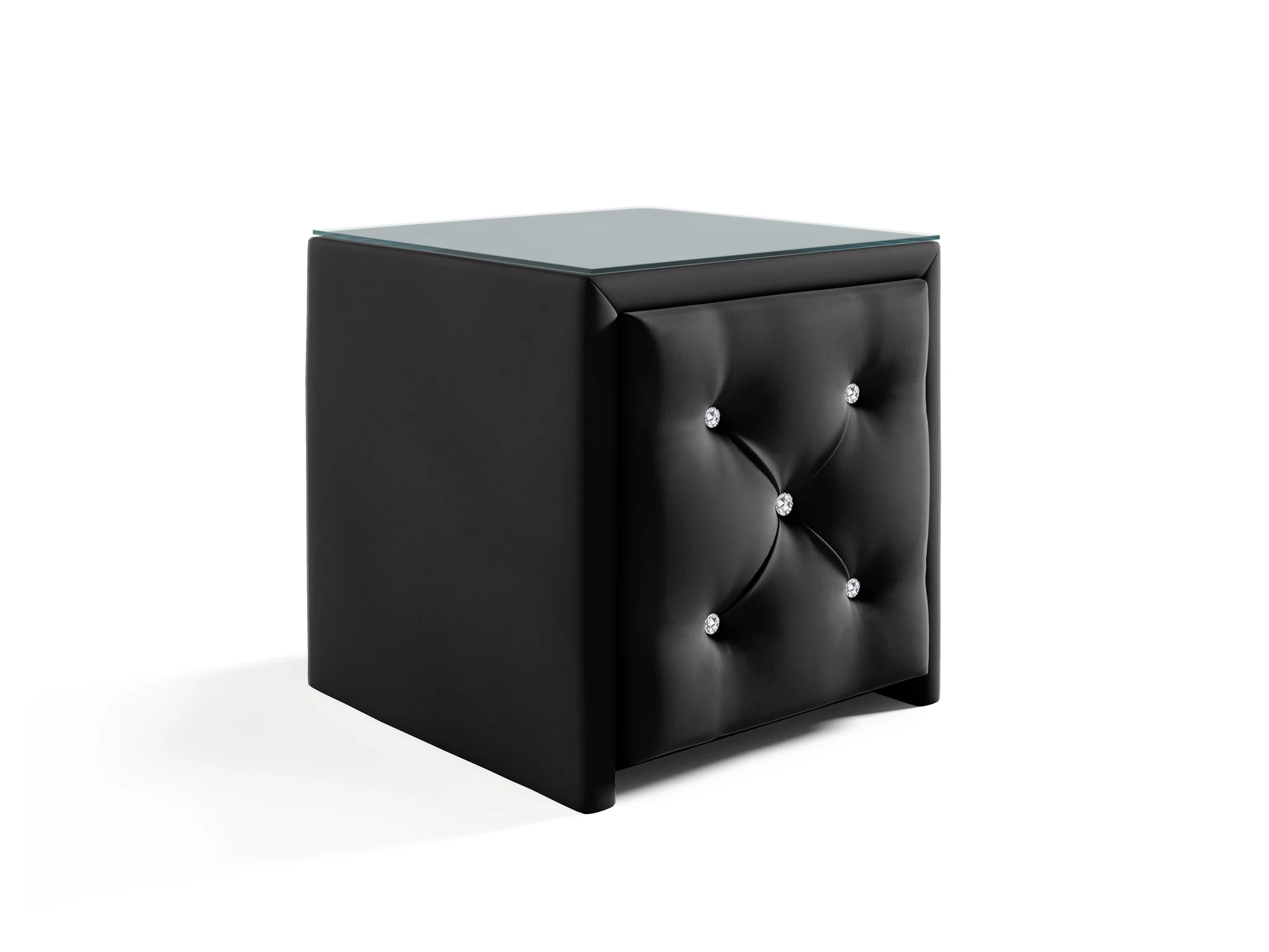Nachttisch Nachtkonsole SEVRA 50x50cm in Stoff Elisa Velvet Schwarz - Fun Möbel