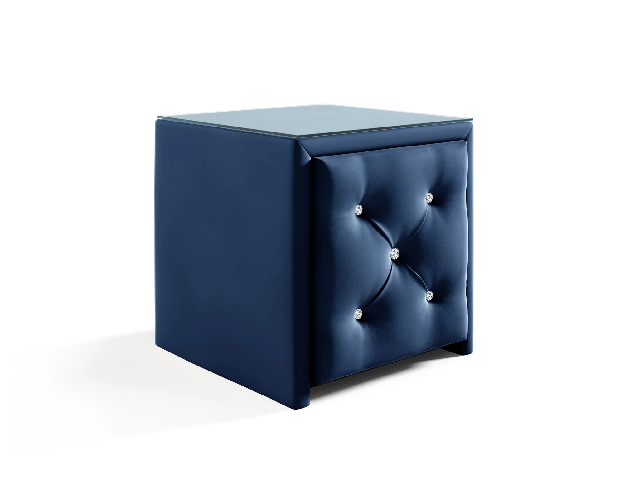 Nachttisch Nachtkonsole SEVRA 50x50cm in Stoff Elisa Velvet Blau - Fun Möbel