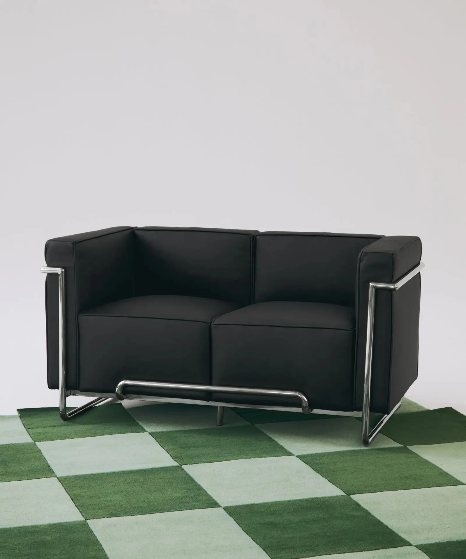 2-Sitzer-Sofa aus italienischem Leder und Metall Box