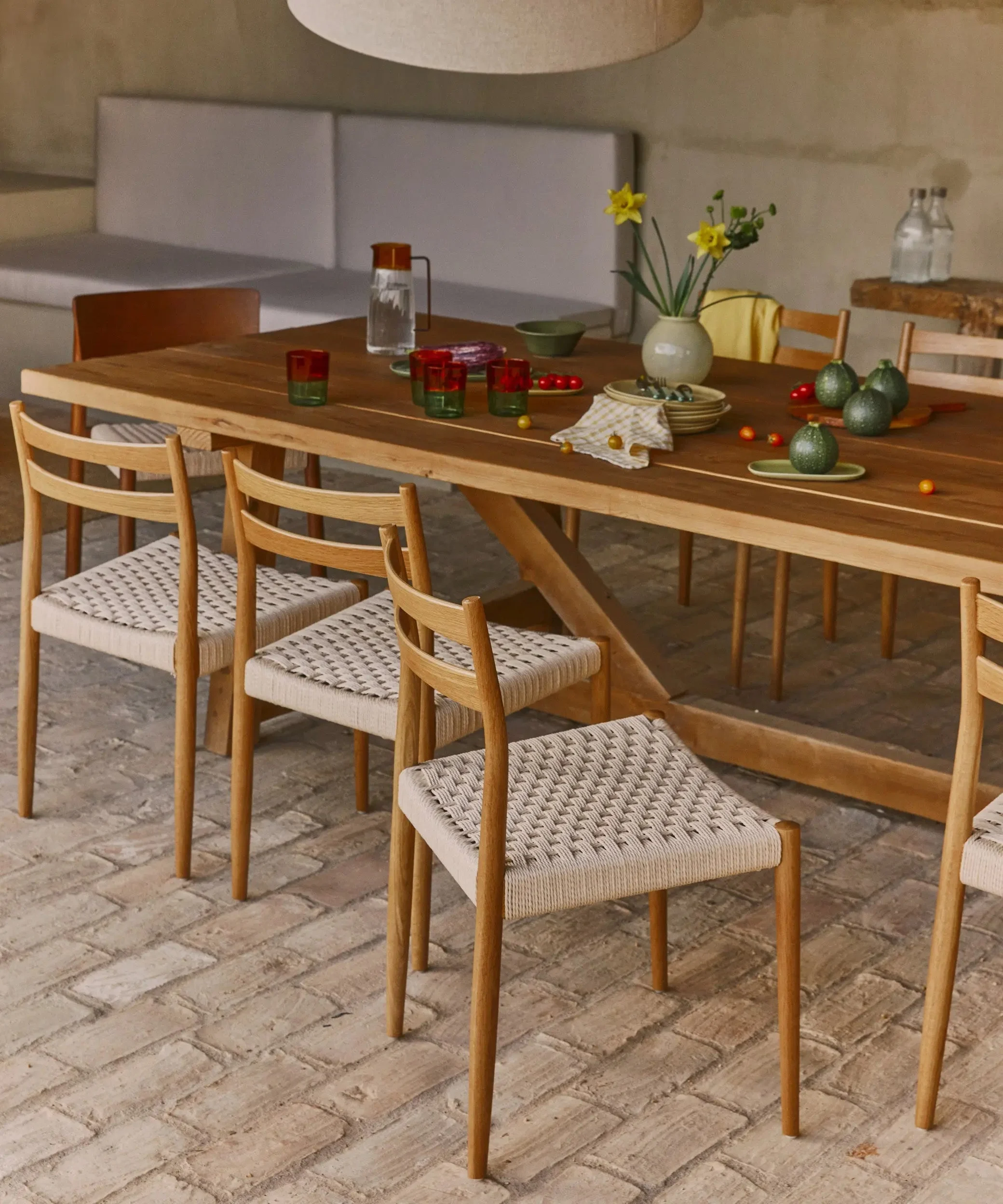 Esszimmerstuhl aus Holz und geflochtener Kordel Nona - Northdeco