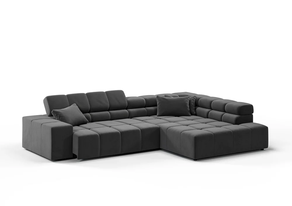 Candy Oregon Feincord Ecksofa motorische Sitztiefenverstellung