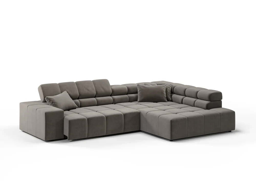 Candy Oregon Velvet Ecksofa motorische Sitztiefenverstellung