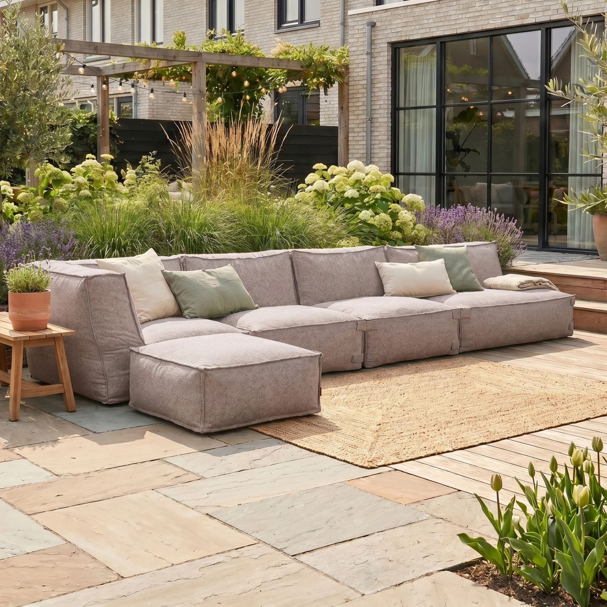 Outdoor Lounge Set 4,5-Sitzer Kiki mit Hocker Soft Red
