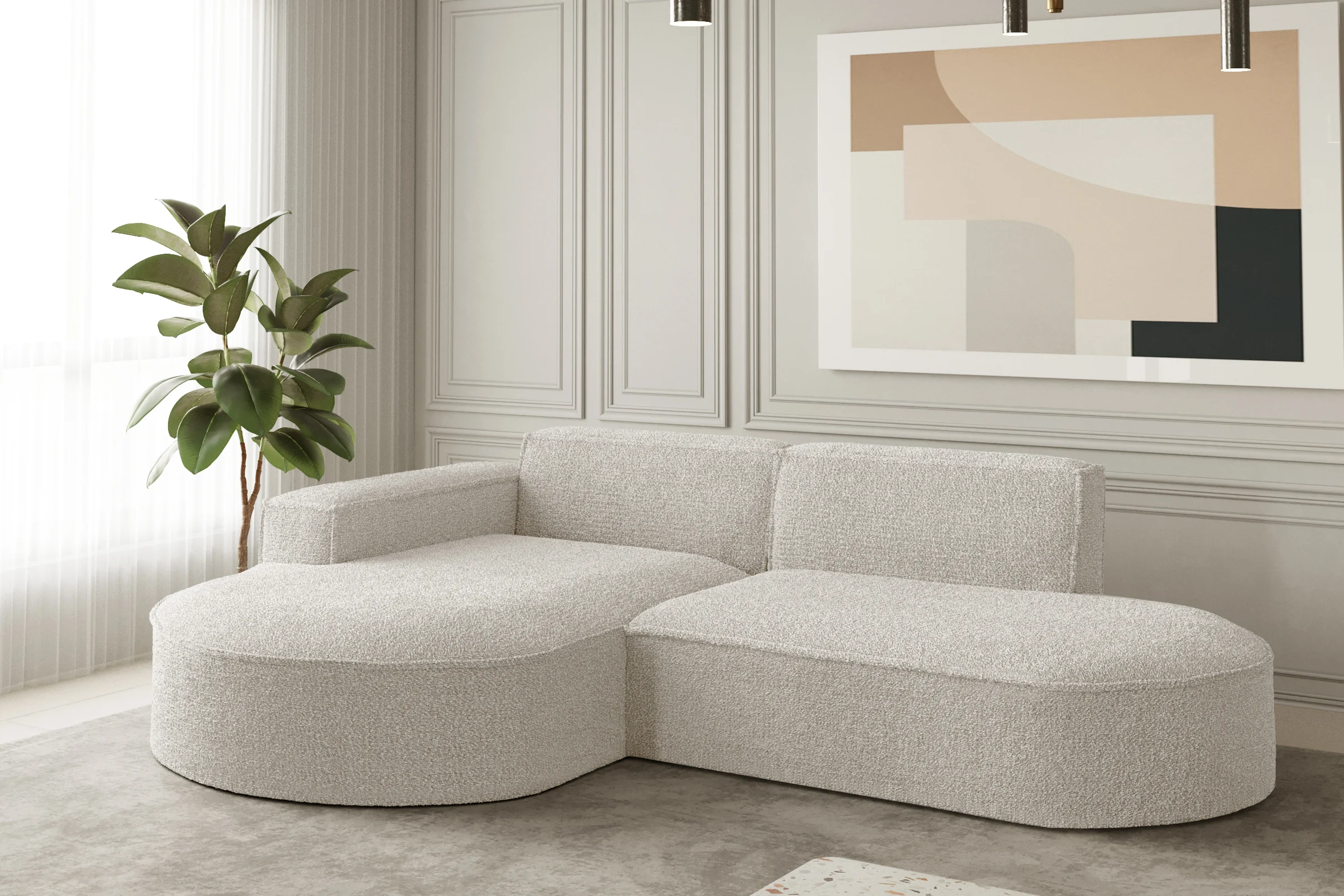 Ecksofa Designer, Sofa L form MODENA STUDIO stoff Loop - Sofa L-Form