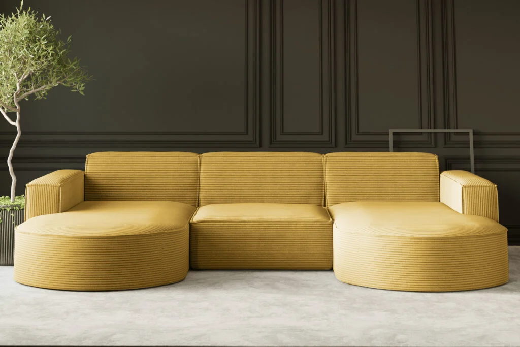 Ecksofa Designer MODENA U STUDIO stoff Dicker cord Poso - Modulares Ecksofa