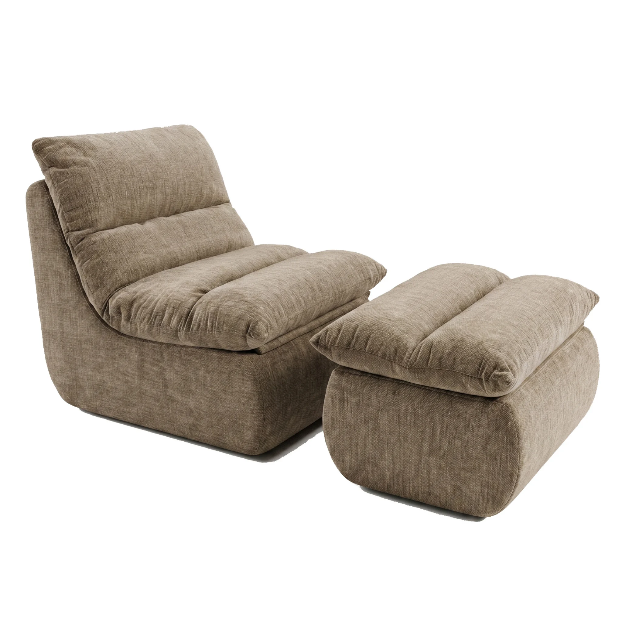 Sessel Marley mit Hocker Chenille Taupe - Popsofa