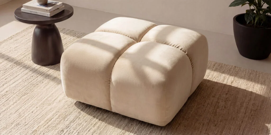 Hocker für Wohnzimmer, Samtstoff Bluvel, Averro - Modulare Sessel