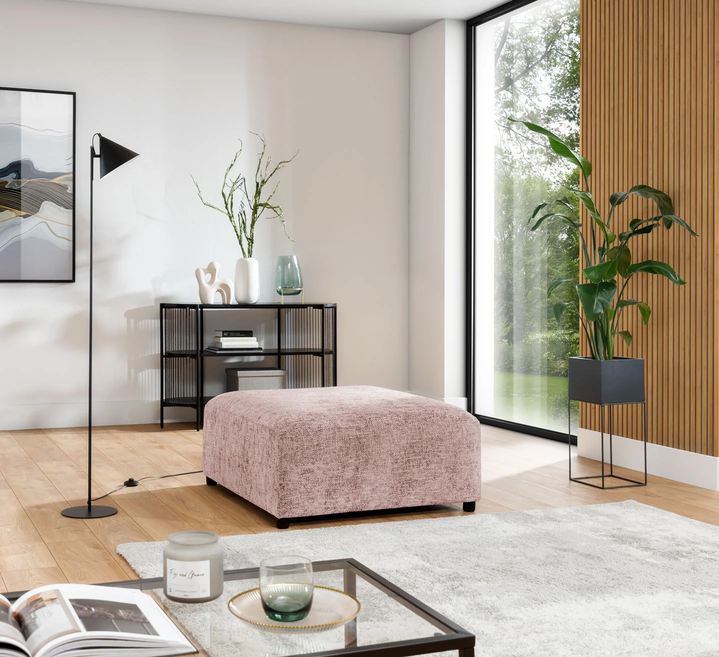Polsterhocker Designerhocker ROMY in Stoff Enjoy Me Rosa - Fun Möbel