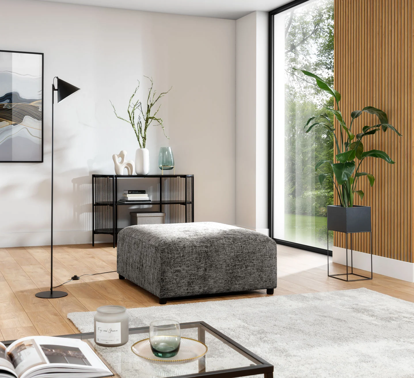 Polsterhocker Designerhocker ROMY in Stoff Enjoy Me Taupe - Fun Möbel