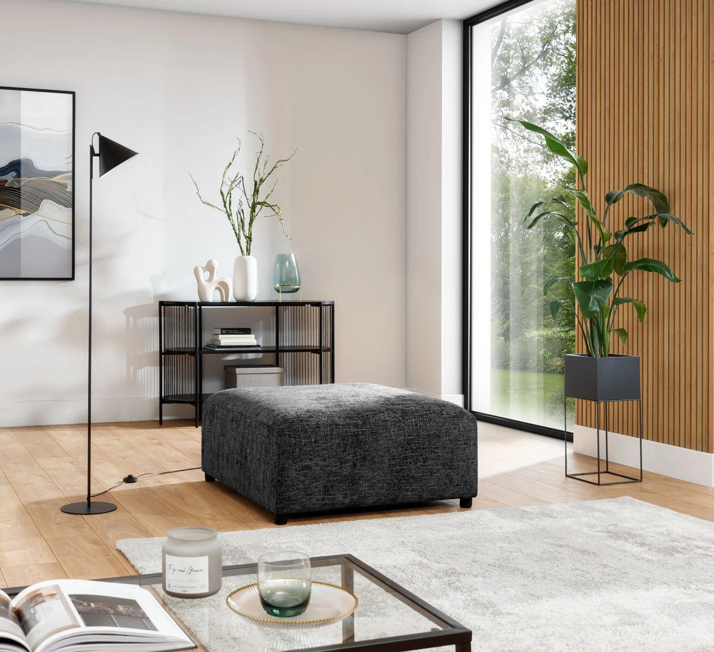 Polsterhocker Designerhocker ROMY in Stoff Enjoy Me Schwarz - Fun Möbel