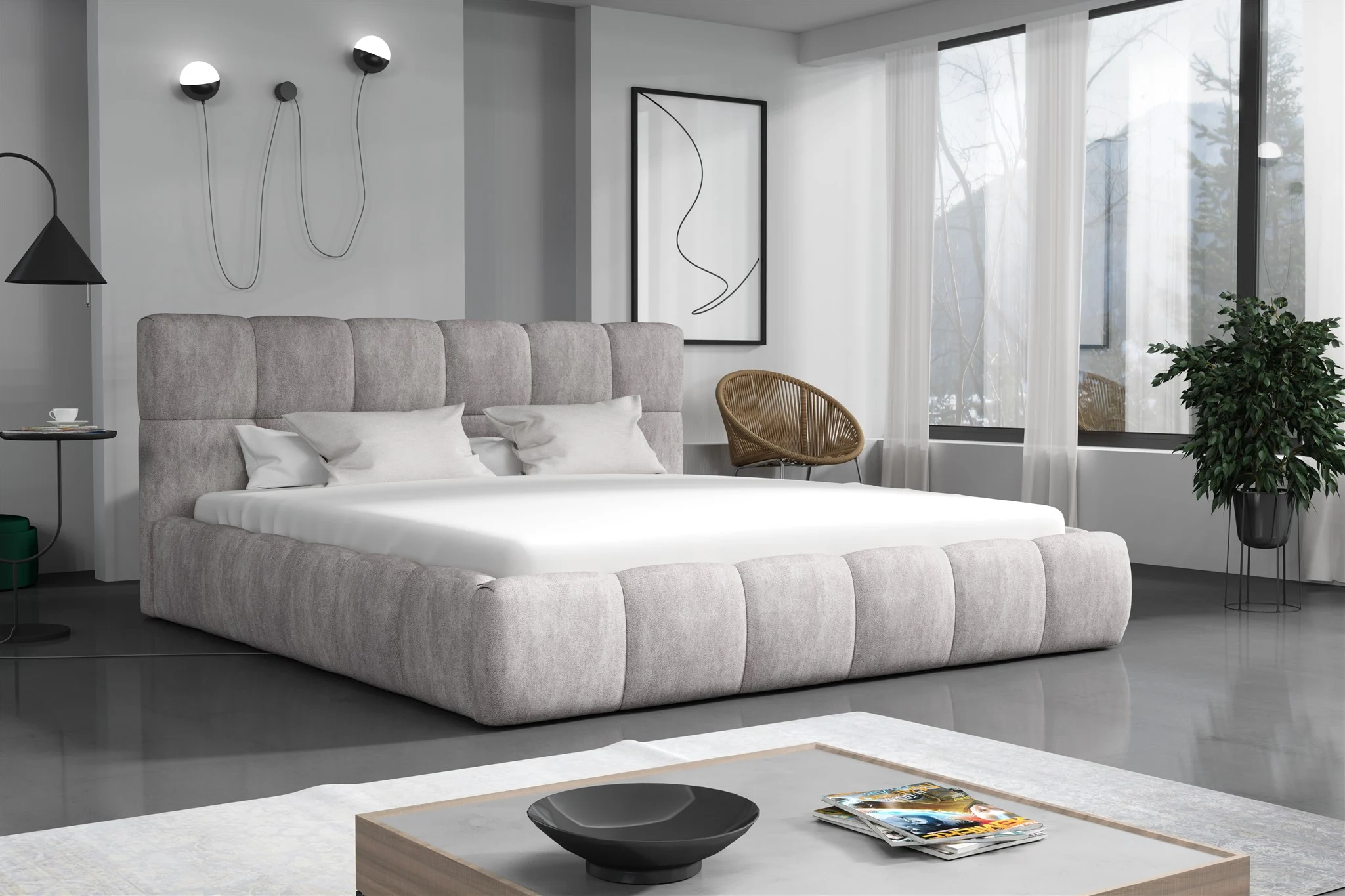 Polsterbett Doppelbett GIOTTO Komplettset 160x200cm Stoff Preston Beige - Fun Möbel