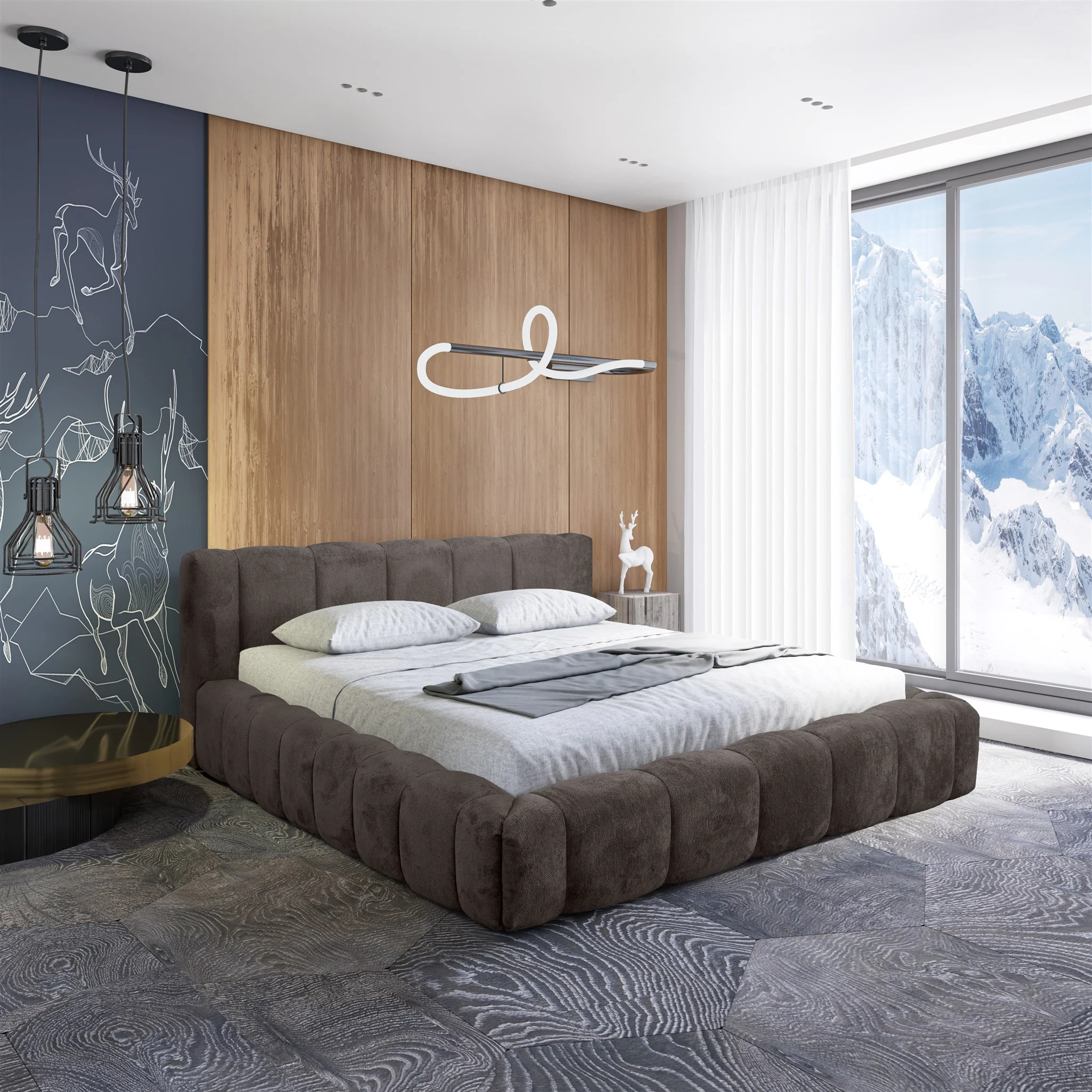 Polsterbett Doppelbett HAILEY 160x200cm in Stoff Tender Way Grafit - Fun Möbel