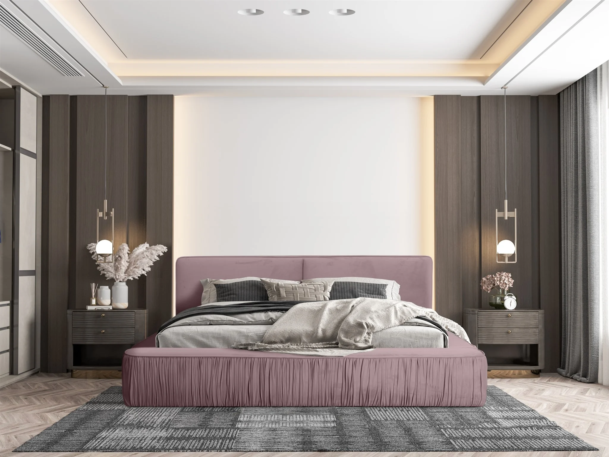 Polsterbett Doppelbett LEXIE 140x200cm in Stoff Riviera Rosa - Fun Möbel