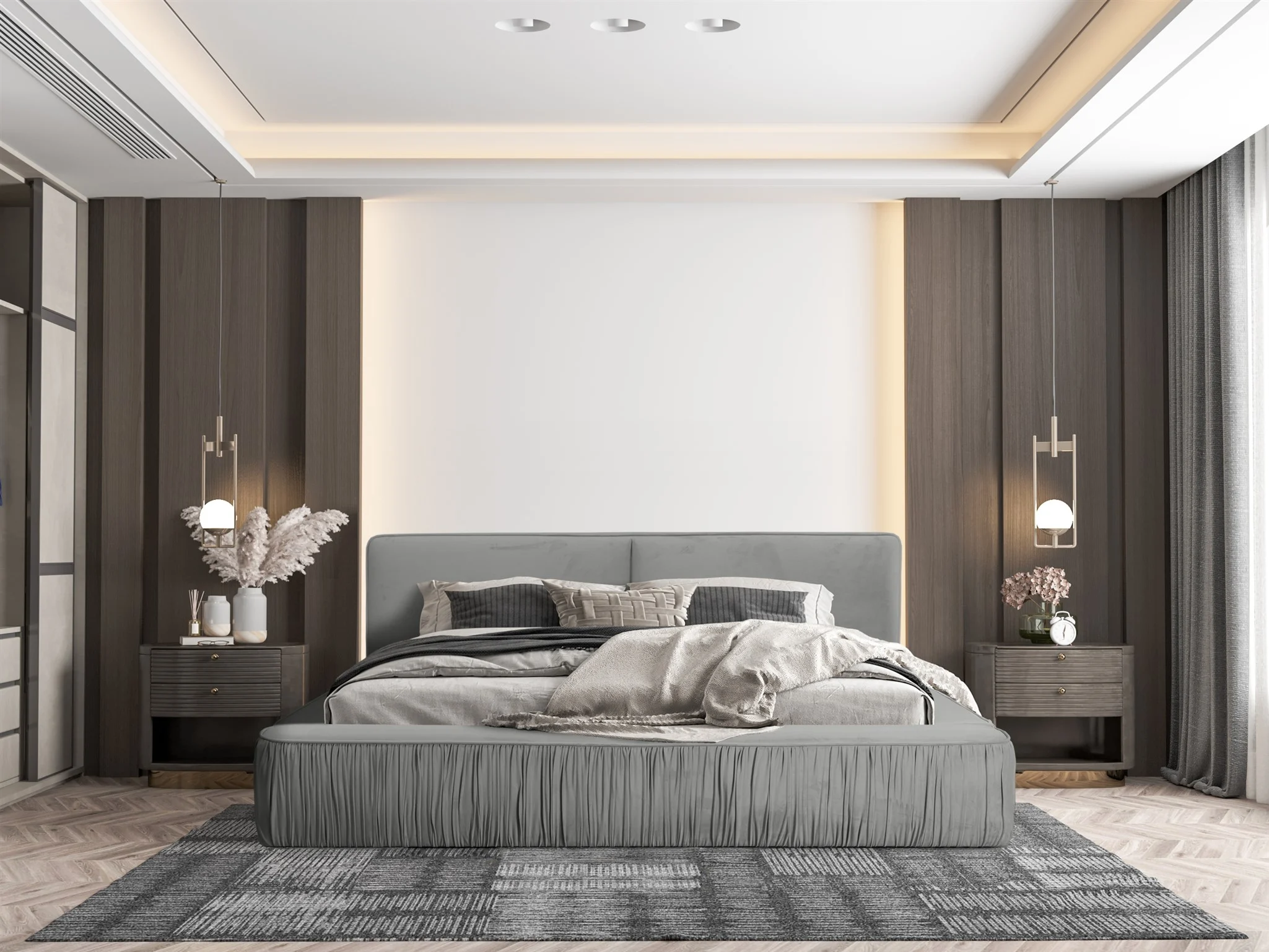 Polsterbett Doppelbett LEXIE 160x200cm in Stoff Riviera Grau - Fun Möbel