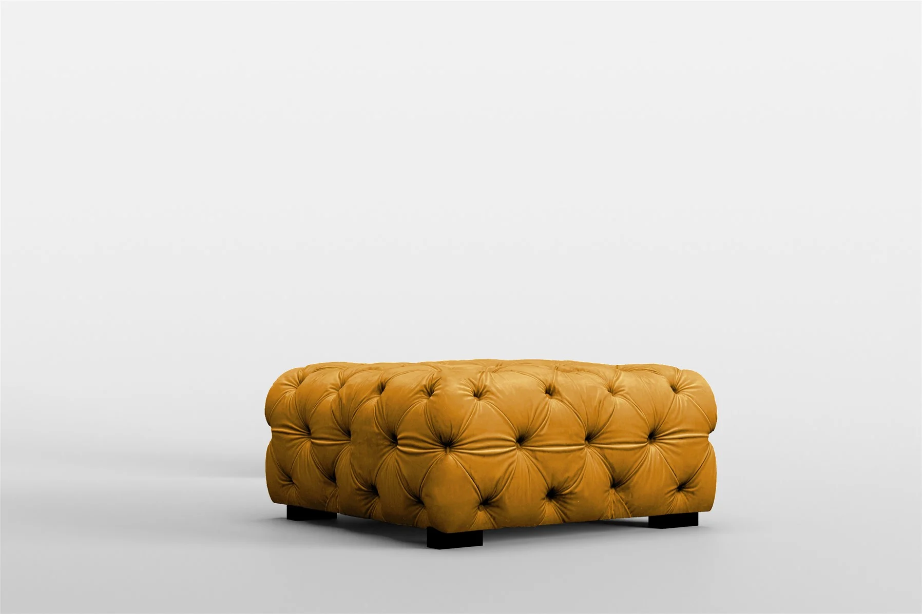 Polsterhocker Designerhocker Sitzhocker NATALIE in Stoff Riviera Goldgelb - Fun Moebel