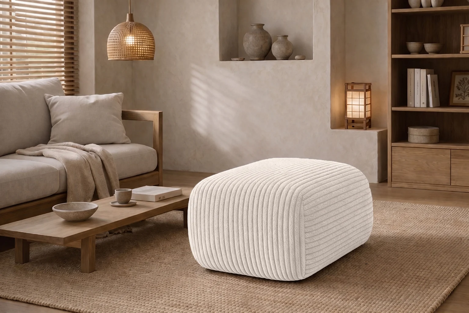 Sitzpouf für Wohnzimmer, Cordstoff Poso, BIS - Sessel