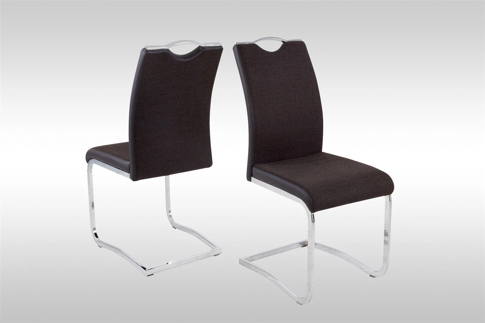Esszimmerstühle Stühle Freischwinger 4er Set FERIS Webstoff Braun - Fun Moebel